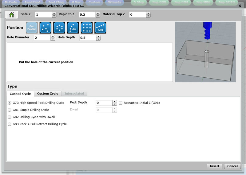 Deep Hole CNC Wizard